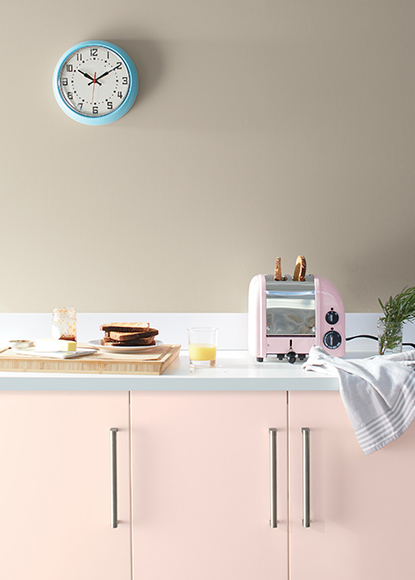greige pink kitchen
