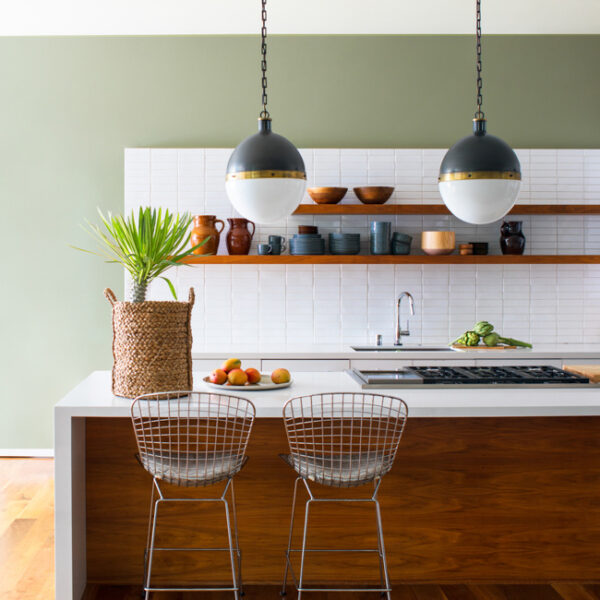 modern kitchen green walls 650