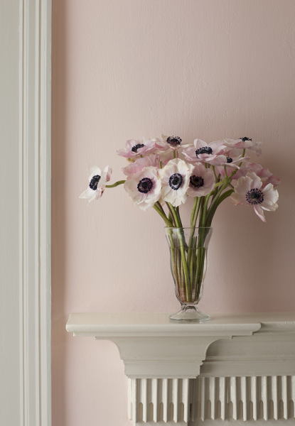 muted pink walls white