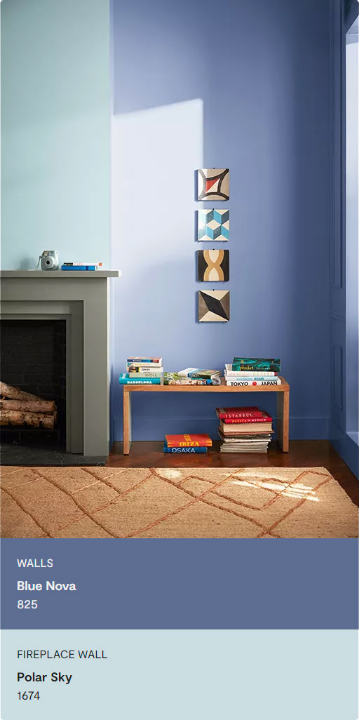 9 carousel Living Room Pale Blue Paint Fireplace